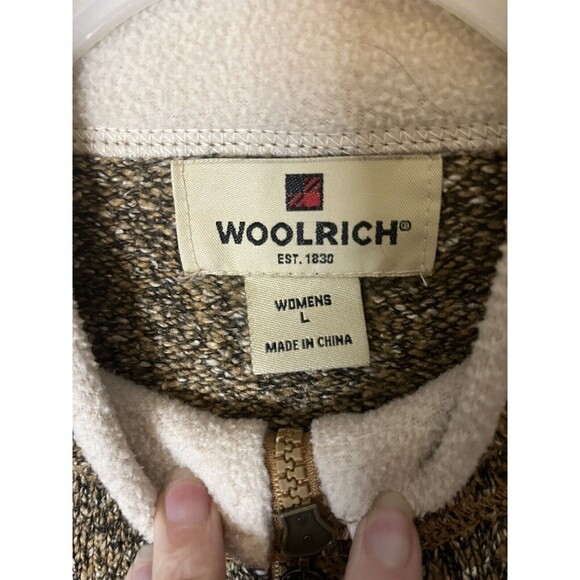 Vintage Woolrich Sweater Fall Leaves Womens Full Zip Brown Ladies size large - Picture 2 of 8